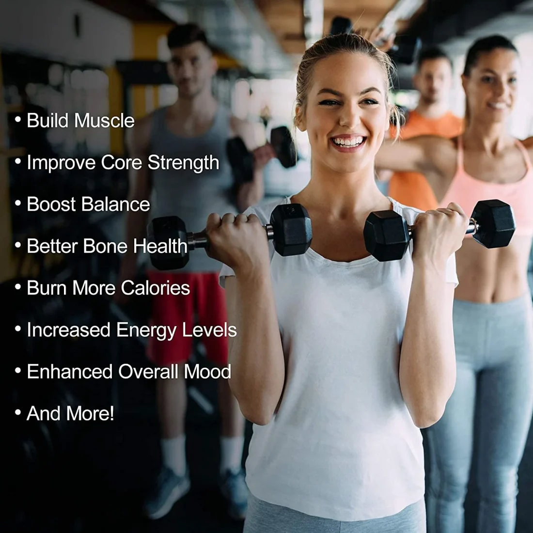 RitFit Rubber Hex Dumbbell Weight 5-60 LBS with Metal Handle for Strength Training, Full Body - Image 3