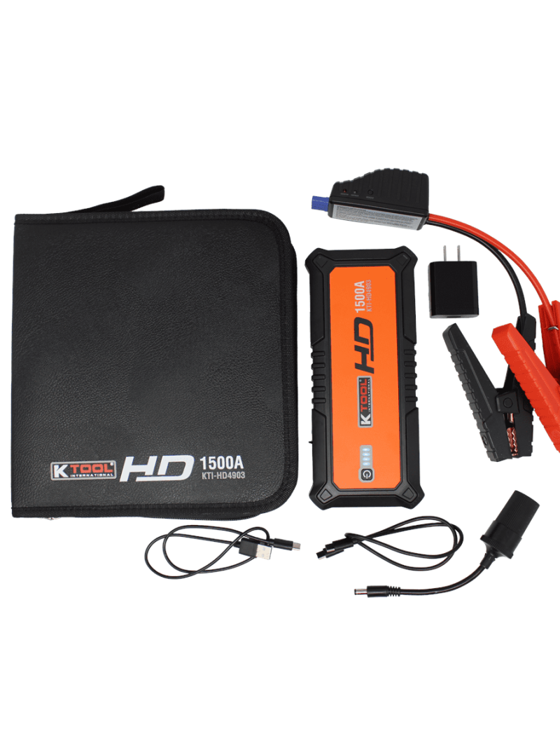 K Tool HD Power Bank Portable Charger Heavy Duty Jump Starter 24000 mAh Jump Starters for Gasoline Engines and 11.0L Diesel Engines Lithium Polymer Emergency Light