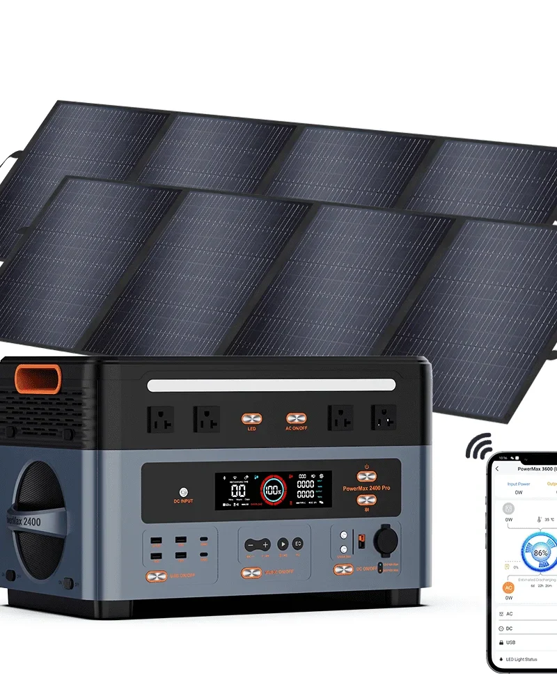 OSCAL 2400W Power Station with 2x200W Solar Panels, 1872Wh Solar Generato with 4 AC Outlets