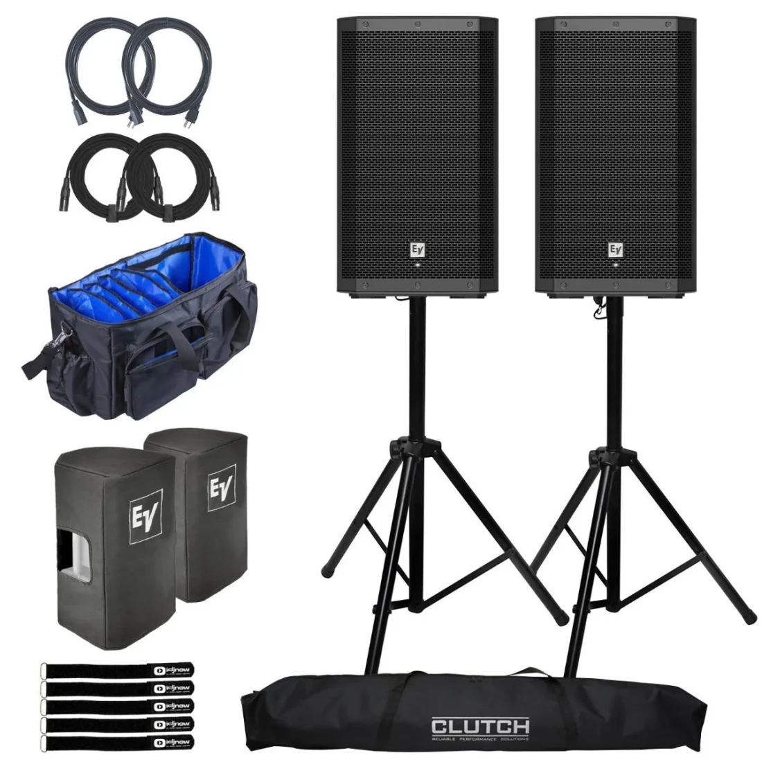 Electro-Voice ZLX-12P-G2-US 12′′ 2-Way Powered Speakers 2-Pack with Covers & Stands Package