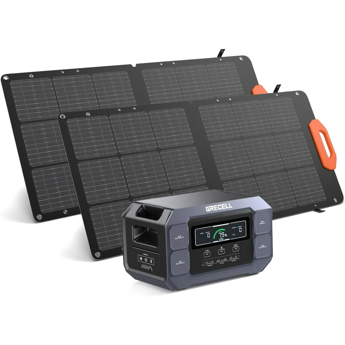 Solar Generator 2200W GRECELL Portable Power Station 1126Wh with Solar Panel 2×100W
