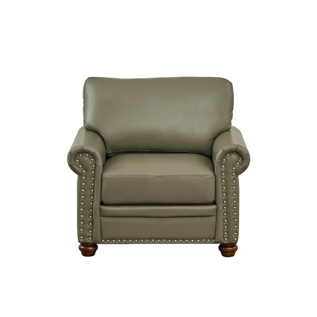 Living Room Sofa Single Seat Chair with Wood Leg Grey Faux Leather - Image 6