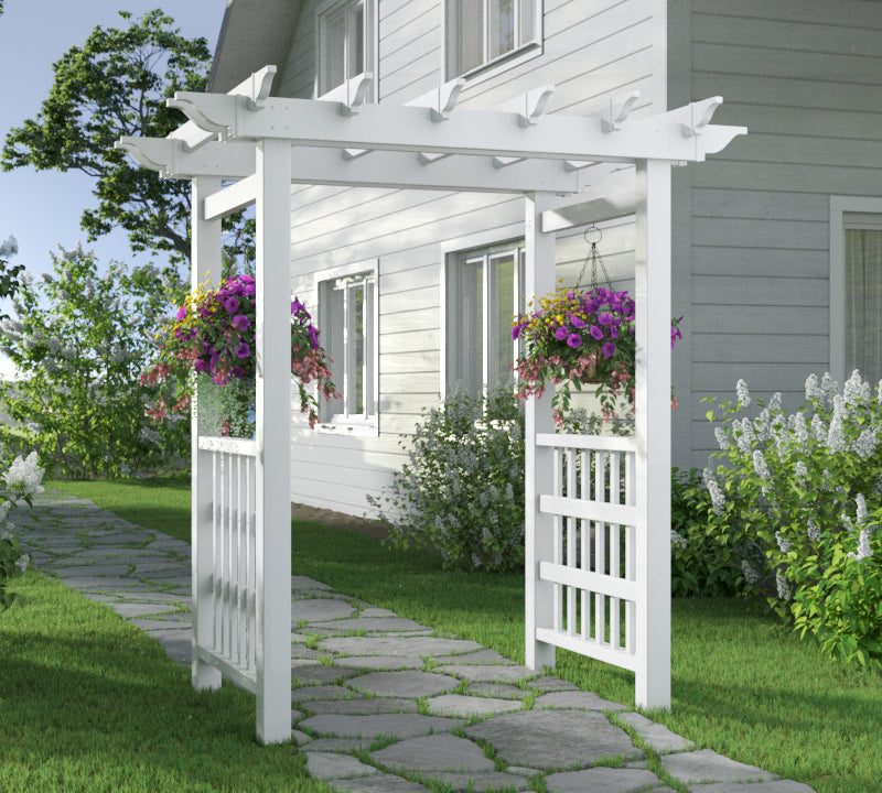 Vita 63"L x 46"W x 91"H Springport Vinyl Arbor, White, VA68146