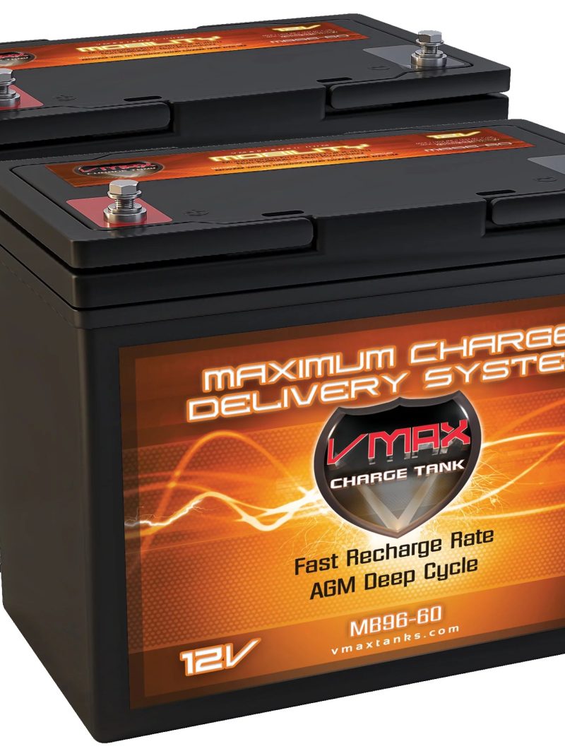 QTY 2 VMAXMB96 AGM Group 22 Deep Cycle Battery Replacement for IMC Hartway Mystere PF5, Forsa H10R 12V 60Ah Wheelchair Battery