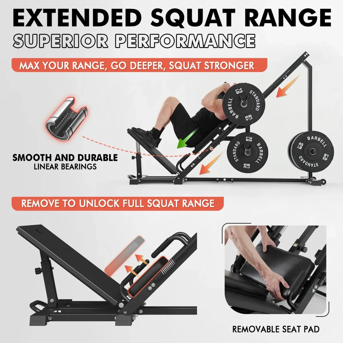 syedee Leg Press Hack Squat Machine, Leg Exercise Machine with Linear Bearing - Image 7