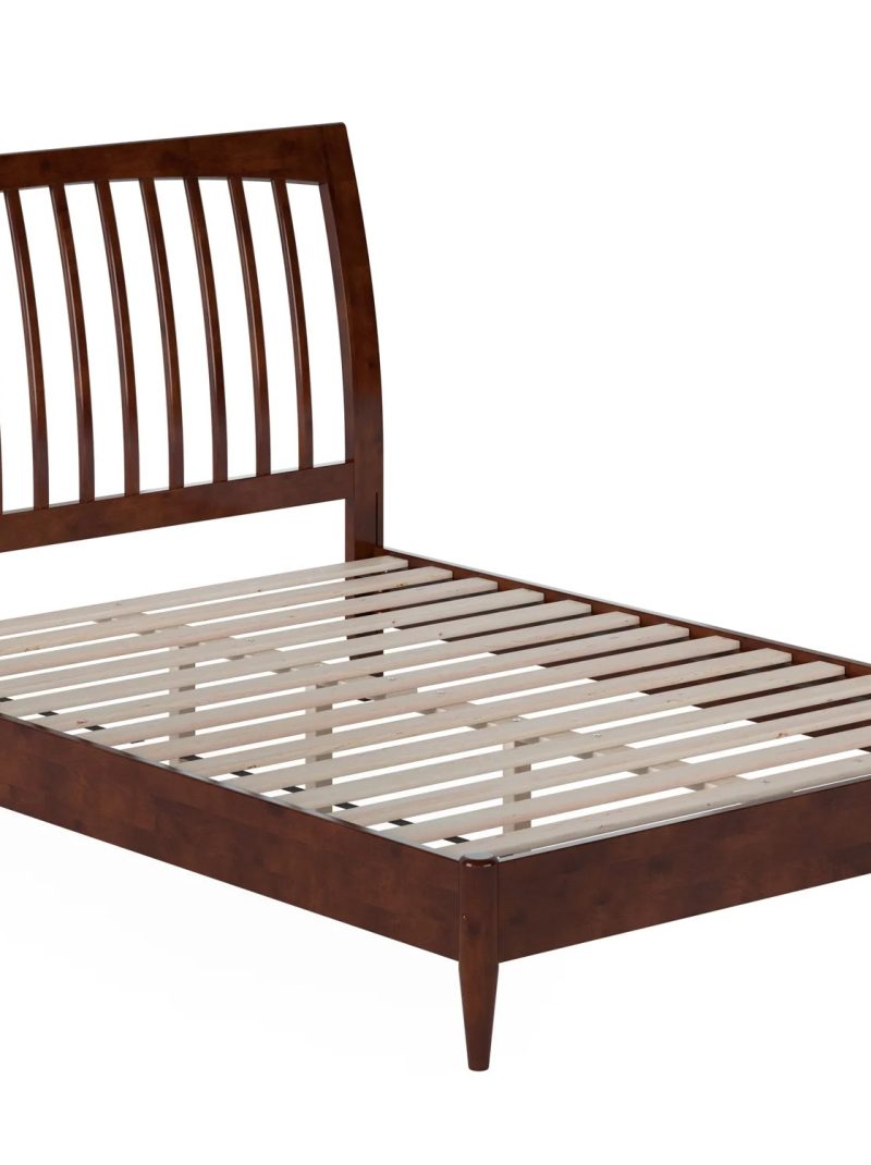 AFI Orleans Full Solid Wood Low Profile Sleigh Platform Bed, Walnut