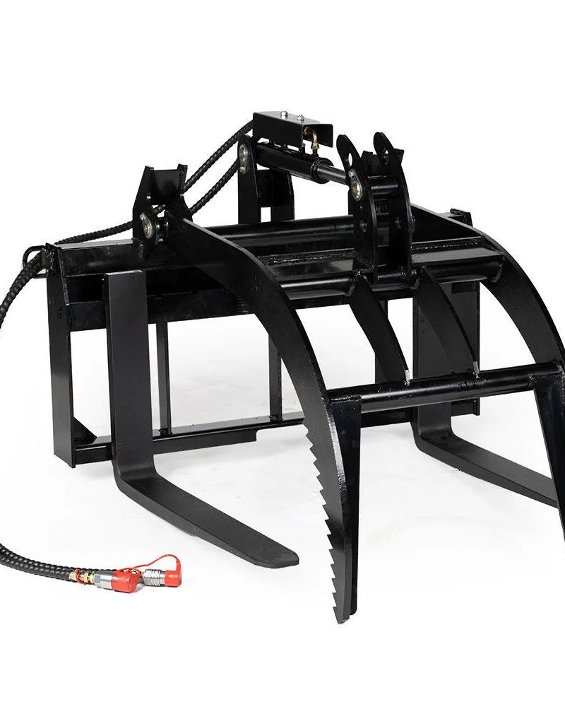 Titan Attachments Hydraulic Skid Steer Pallet Fork Grapple Attachment V2 with 48in Fork Blades, 1/2in Thick Steel Frame, Quick Tach Mounting System