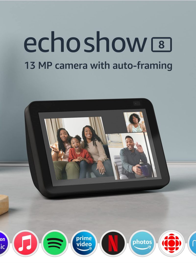 Echo Show 8 (2nd Gen, 2021 release) | HD smart display with Alexa and 13 MP camera | Charcoal