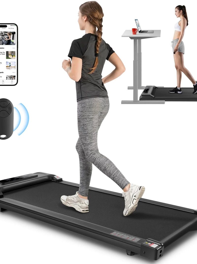Tikmboex 2.5HP Under Desk Treadmill with LED Display and Remote & APP Dual Control, Portable and Installation-Free Treadmill for Home/Office