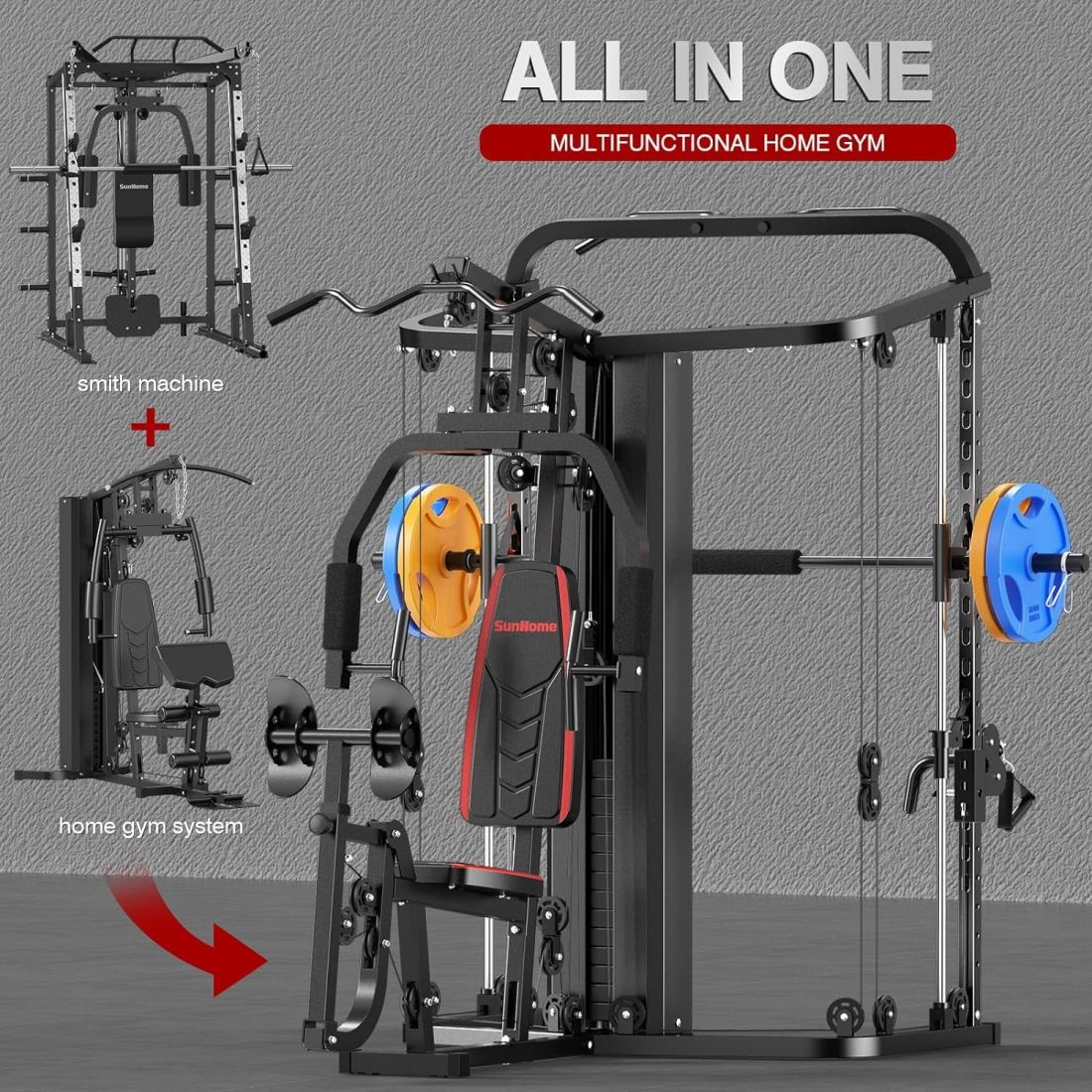 Sunhome Multifunction Home Gym System Smith Machine - Image 2