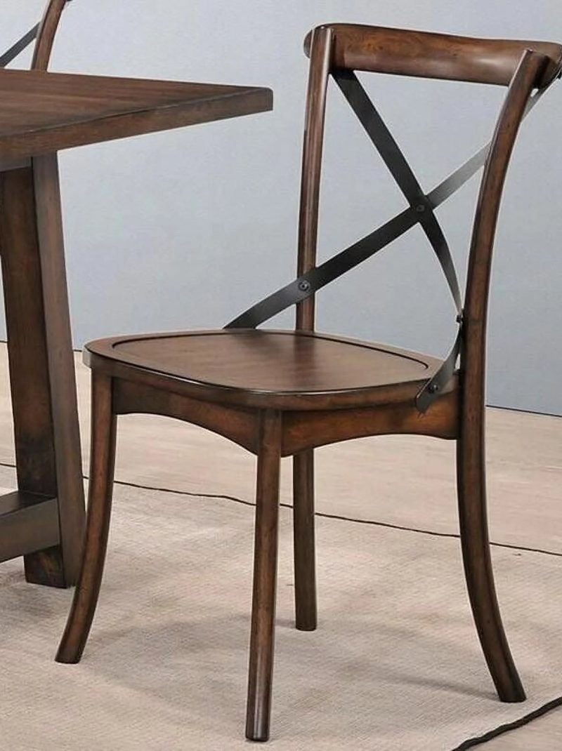 Unique Design Wooden Side Chairs 4pc Set Dark Oak Finish Dining Furniture