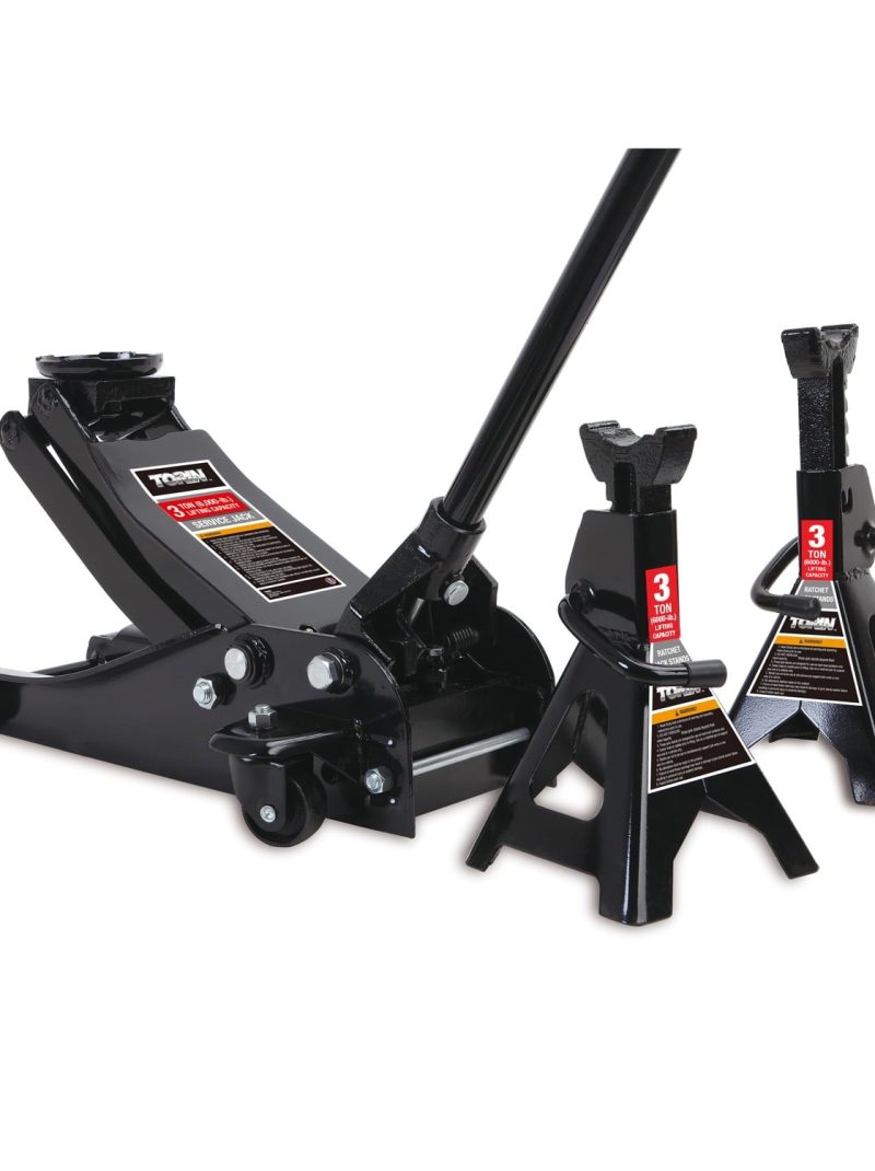 Torin Hydraulic Trolley Floor Jack Combo with Pair Jack Stands, 3 Ton (6,000 lb)