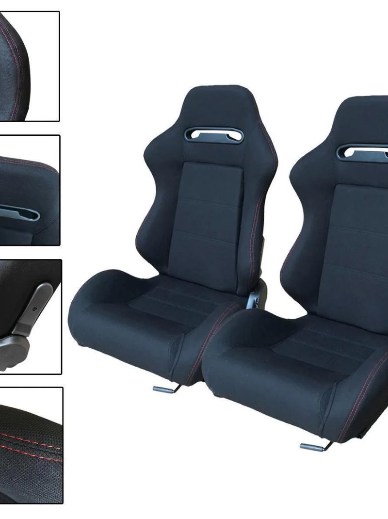 ZGBY 2Pcs Left Right Reclinable Sports Bucket Racing Seats With Sliders Design