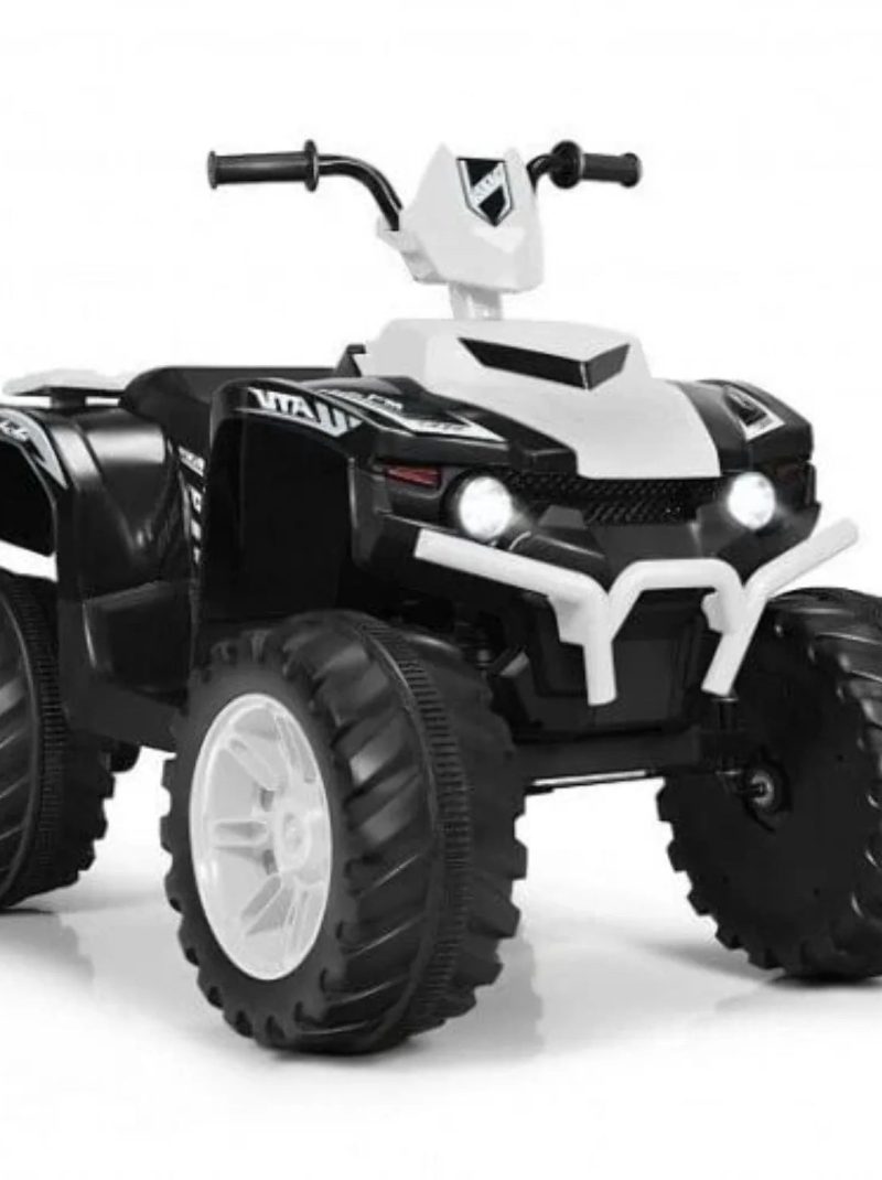 Electric ATV for Kids with LED Lights and Treaded Tires - White