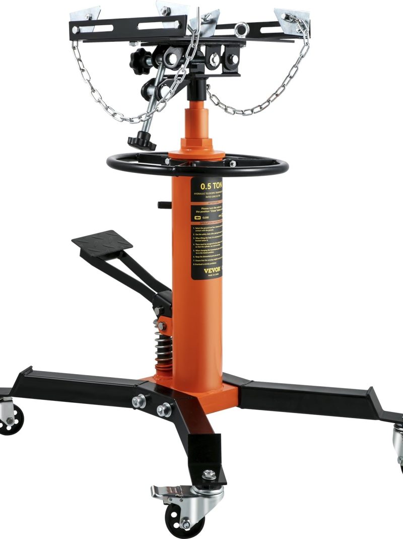 VEVOR Transmission Jack 1100 lbs 2-Stage Hydraulic High Lift Vertical Telescopic,Orange