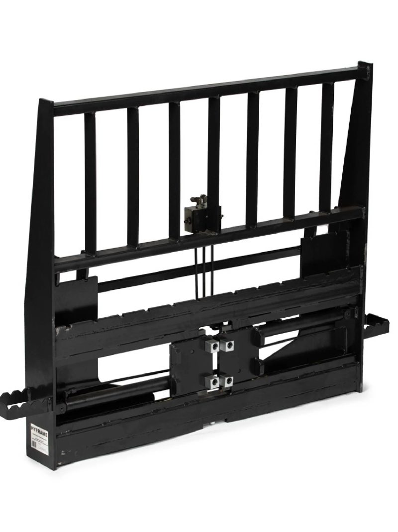 Titan Attachments Standard Series Adjustable Hydraulic Sliding Skid Steer Pallet Fork Frame, 4,000 LB Capacity, Adjusts 8in to 40in Hydraulically, Side Steps for Easy Entry, Quick Tach Mounting System