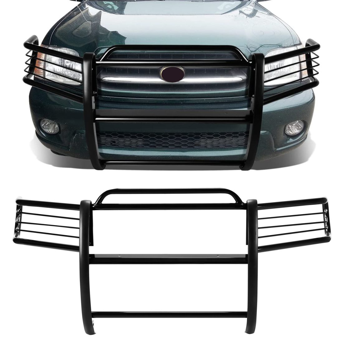 Kojem Front Bumper Grille Brush Headlight Guard Black Steel for 2000-06 Toyota Tundra 01 02 03 04 Sequoia
