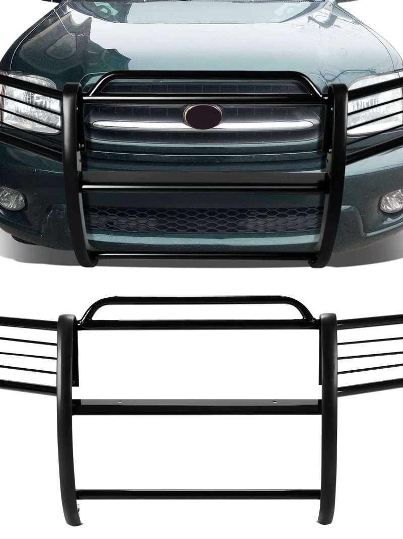 Kojem Front Bumper Grille Brush Headlight Guard Black Steel for 2000-06 Toyota Tundra 01 02 03 04 Sequoia