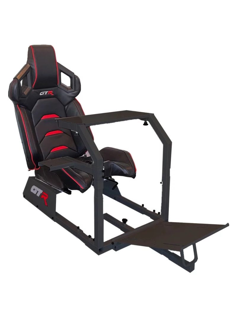 GTA Model Racing Simulator Cockpit Black Frame with Black/Red Pista Adjustable Leatherette Racing Seat