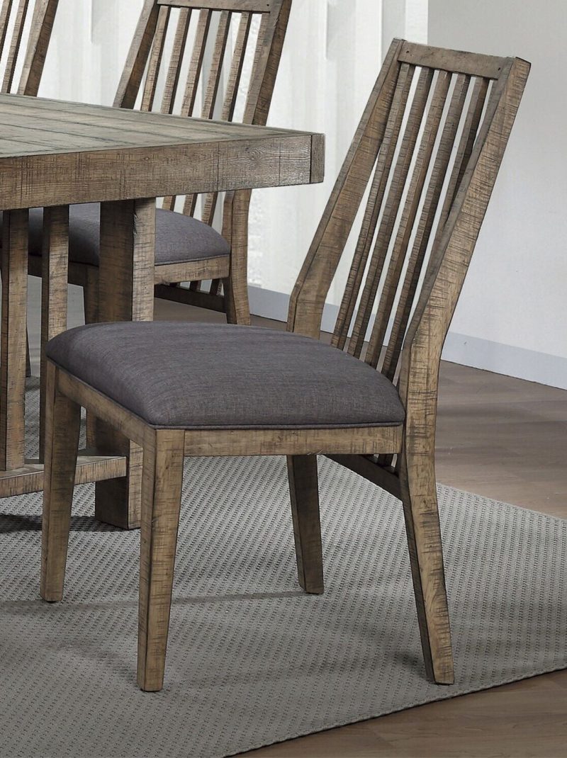 Rustic Design Wooden Side Chairs 2pc Set Padded Seat Natural Weathering Look Home Furniture