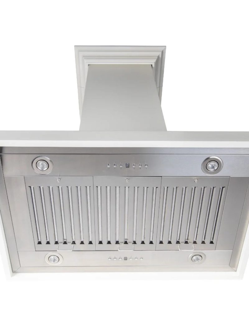 ZLINE 30 in. Wooden Island Mount Range Hood in White Includes Motor