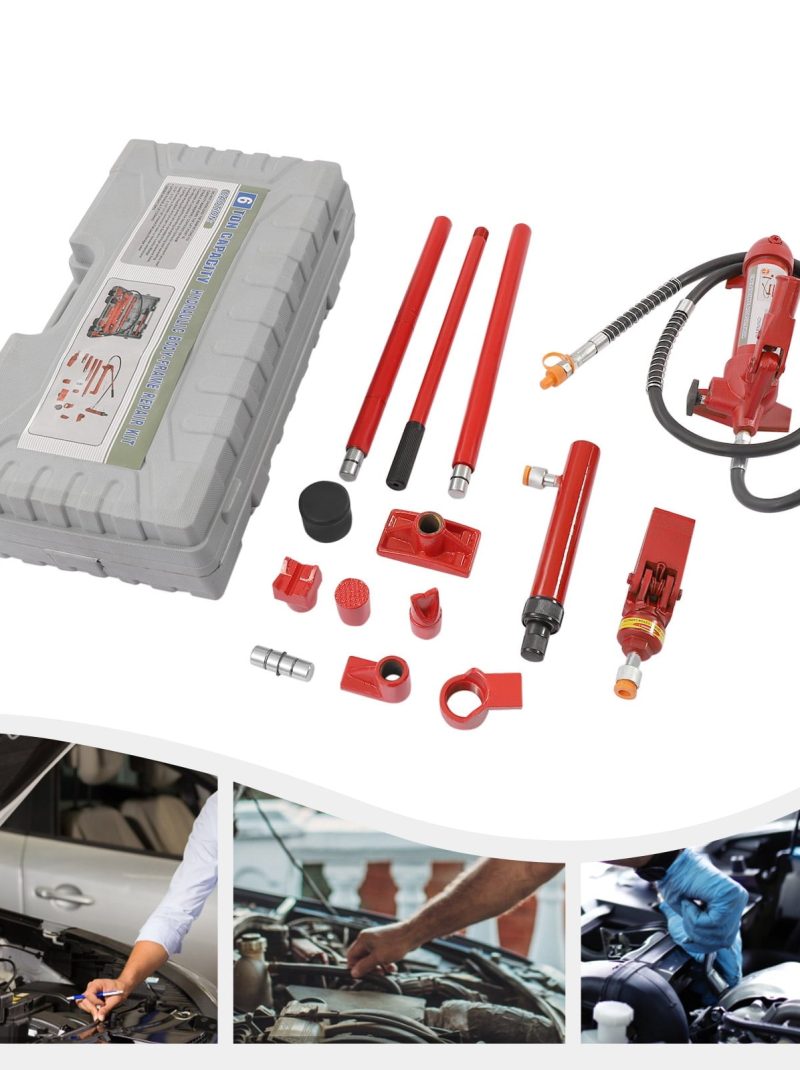 Miumaeov 6 Ton Porta Power Kit, 72 in Oil Hose Hydraulic Car Jack Ram 4.92 inch Lifting Height Autobody Frame Repair Power Tools for Loadhandler Truck Bed Unloader Farm