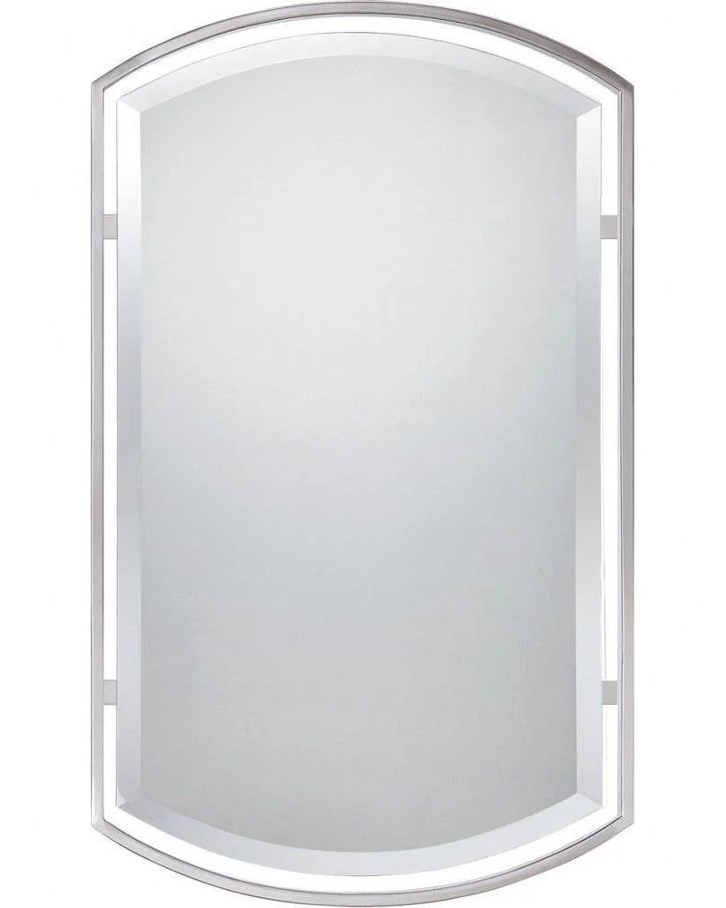 Modern Symmetrical Arches Architectural Wall Mirror with Beveled Edge and Floating Frame 21 inches W X 35 inches H-Brushed Nickel Finish Bailey Street