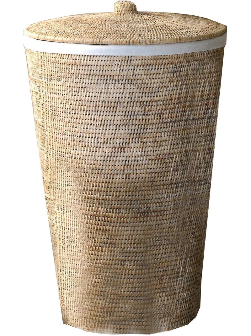 AGM Home Store DWBA Malacca Single Hamper Laundry Basket with Lid 15"x25", Rattan