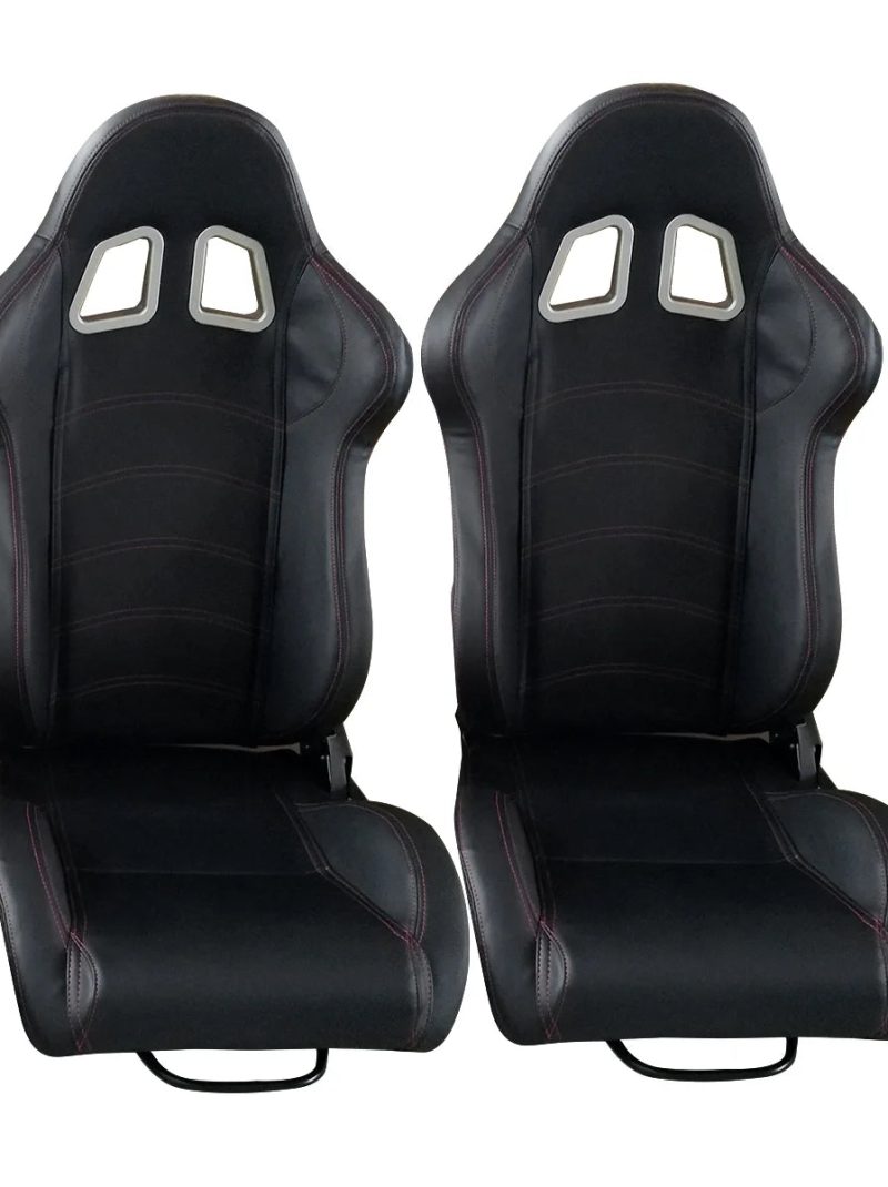 A Pair Of PVC Single Adjuster Double Track Racing Seats Black