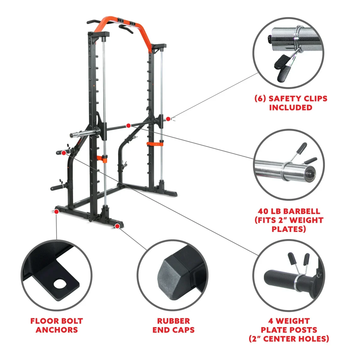 Sunny Health & Fitness Premium Squat Smith Machine – 3 in 1 Multifunction Power Rack - Image 7