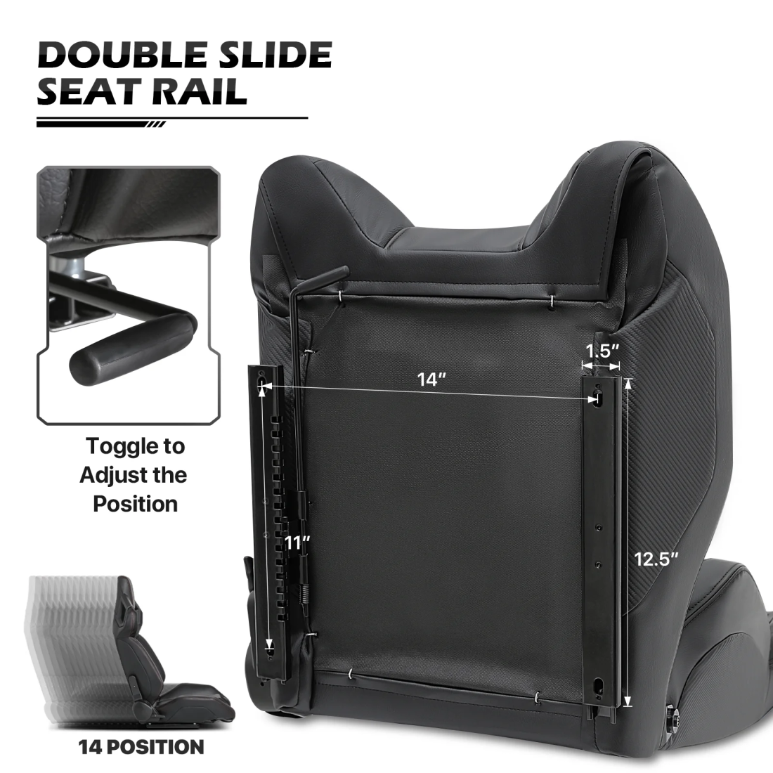 MoNiBloom Ergonomic Racing Seat, Racing Simulator Game Seat with Adjustable Slide, Leather Racing Seat for Racing Simulator Cockpit, Black - Image 9