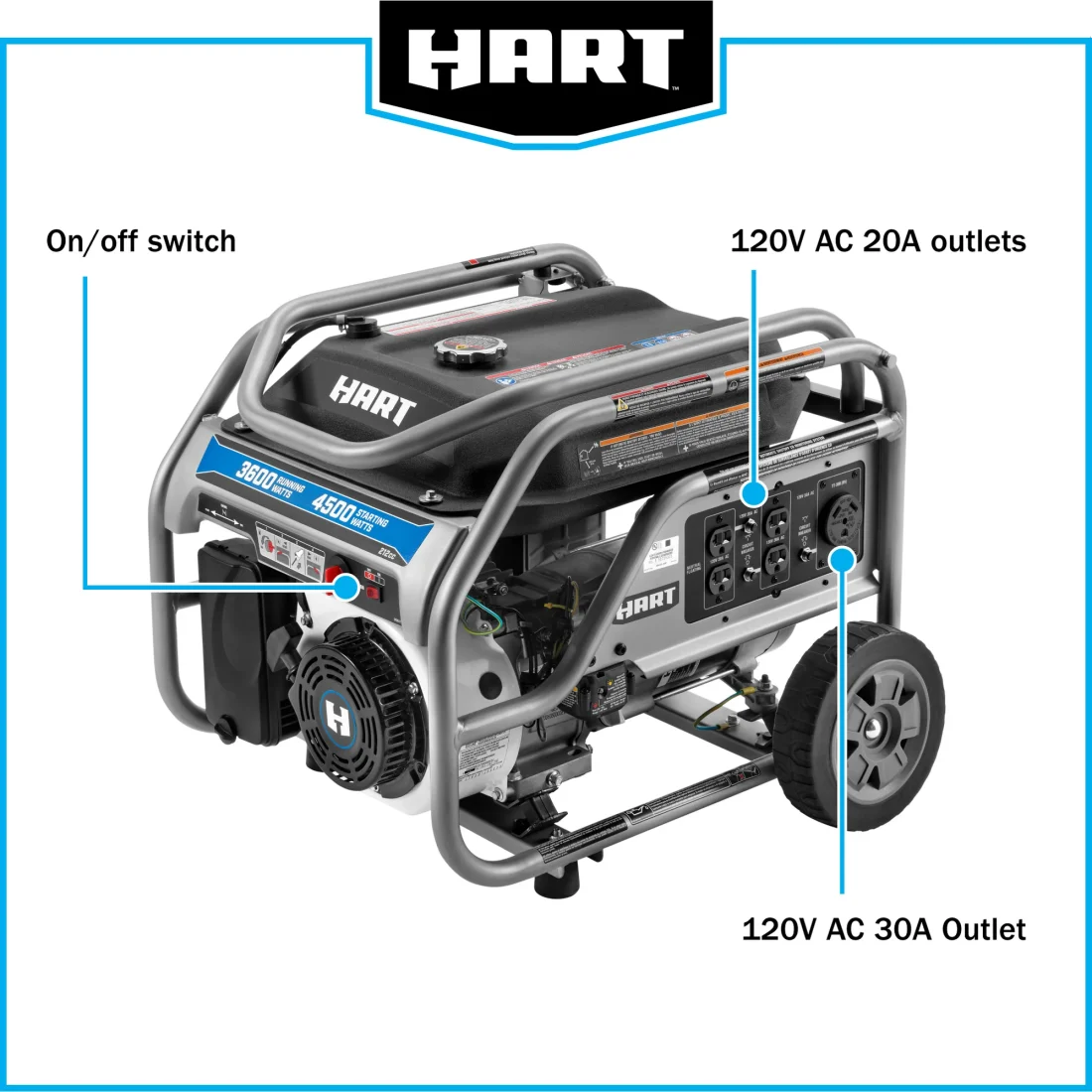 Hart 3600W UL Generator with CO Protection & Auto Shutdown - Image 5