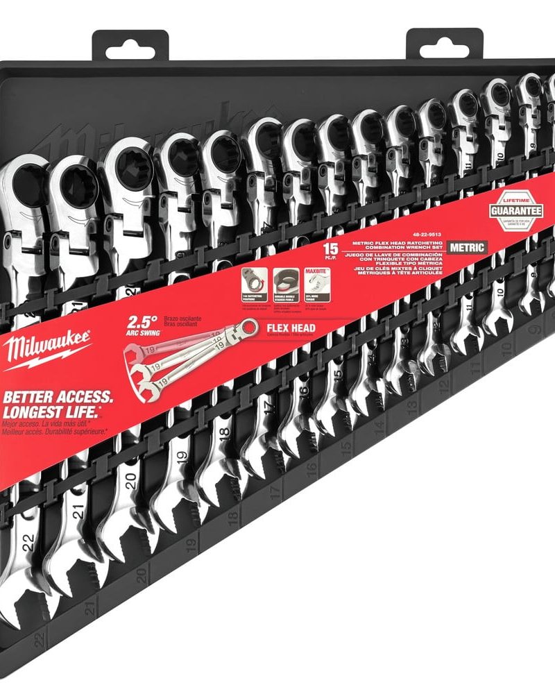 Milwaukee 48-22-9513 15-Piece Metric Flex Head Ratcheting Combination Wrench Set