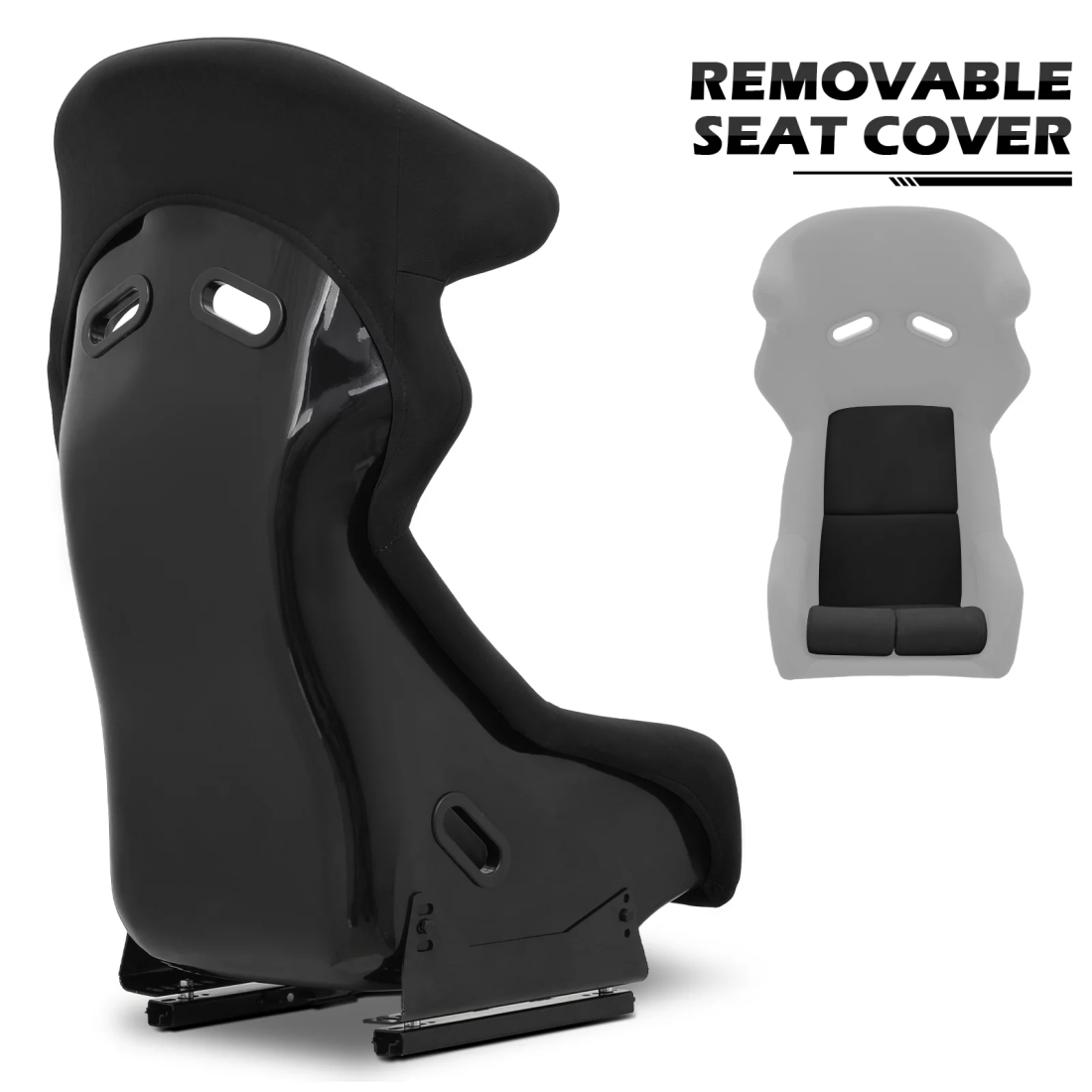 MoNiBloom Racing Bucket Seat, Racing Simulator Game Seat with Adjustable Slide, Racing Seat for Racing Simulator Cockpit Wheel Stand, Black - Image 7