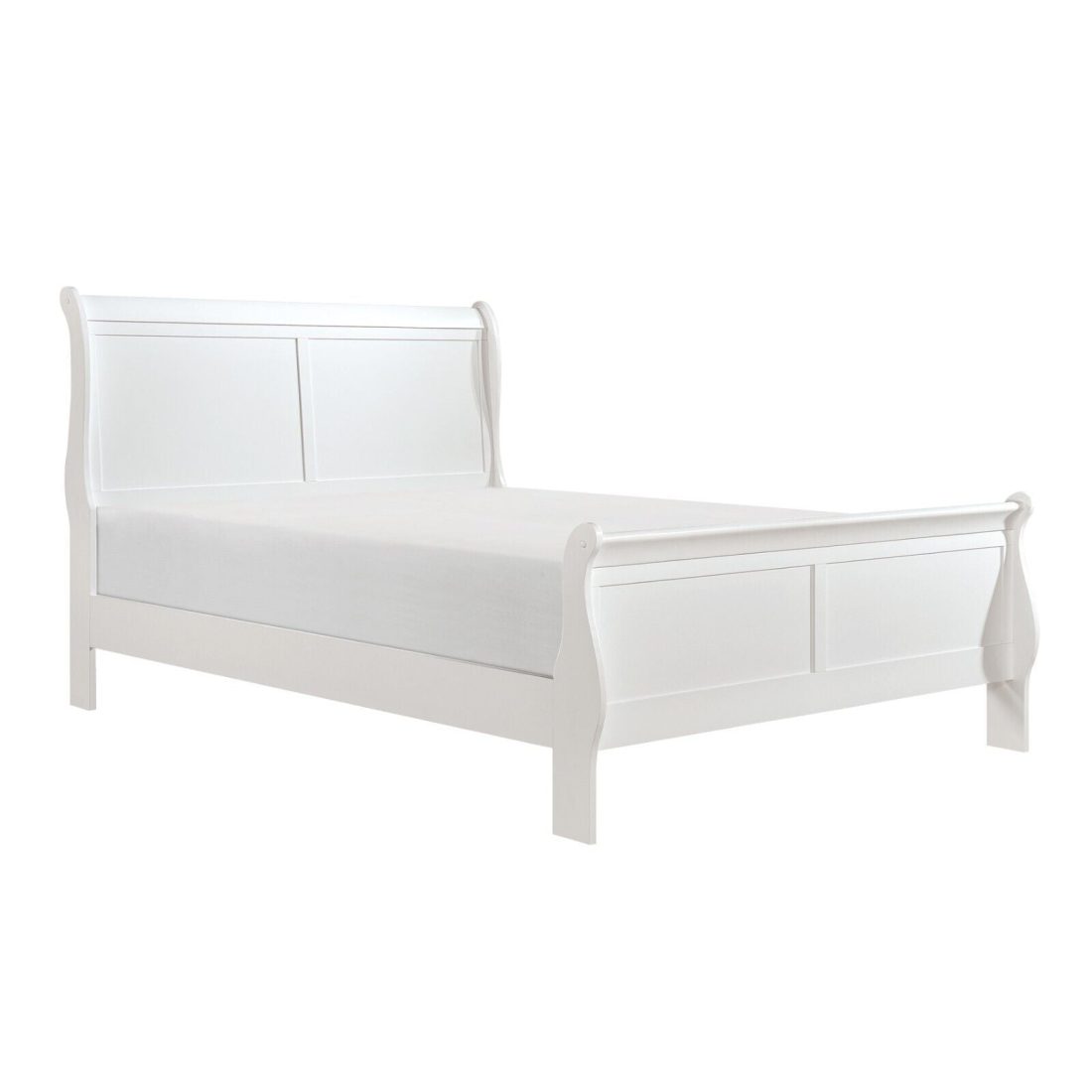 Traditional White Finish 1pc Eastern King Size Sleigh Bed Classic Louis Philippe Styling Bedroom Furniture - Image 4
