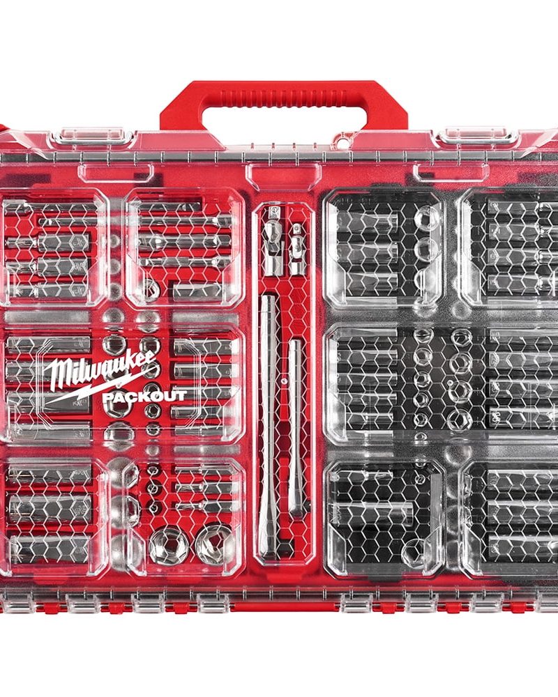 Milwaukee 48-22-9486 106-Piece 1/4 in. and 3/8 in. SAE and Metric Ratchet and Socket Set with PACKOUT Low-Profile Organizer