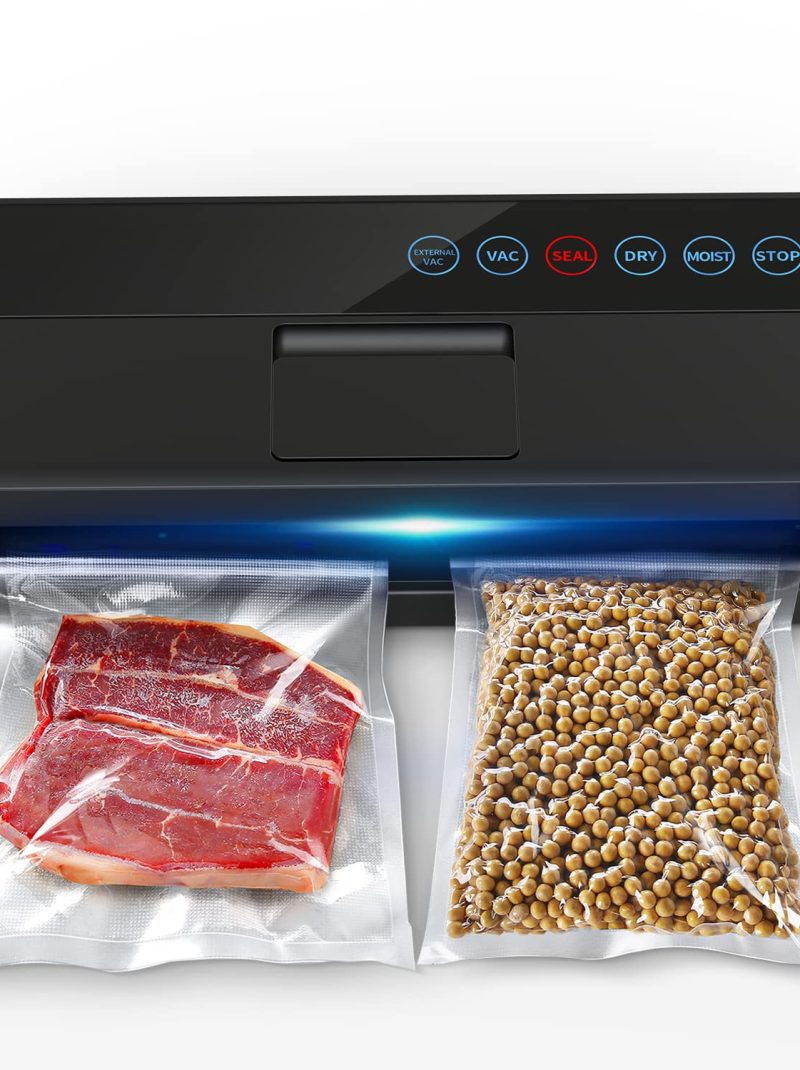 vsdk Vacuum Sealer Machine, Automatic Food for Preservation with sealers bags, Dry Moist Modes, Led Indicator Lights, Compact Design Full 95 Kpa (Black) , (V8111)