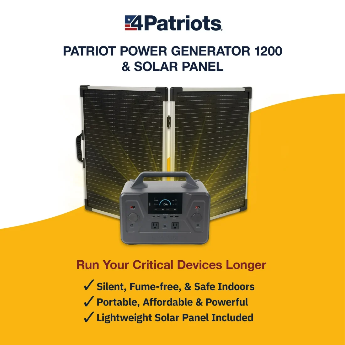 4Patriots Patriot Power Generator 1200 Silent, Fume-Free Solar Generator - Image 4