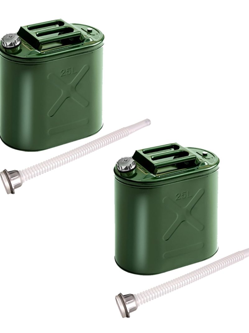 MoreChioce 25L Green Metal Jerry Can Store Container for Petrol Oil Water Alcohol