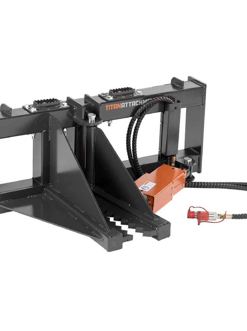 Titan Attachments Post and Tree Puller for Skid Steers, 3,000 PSI Single 2x10 Hydraulic Cylinder, Optional Push Bar Guard, Universal Landscape Tool Removes Tree Roots and Fence Posts