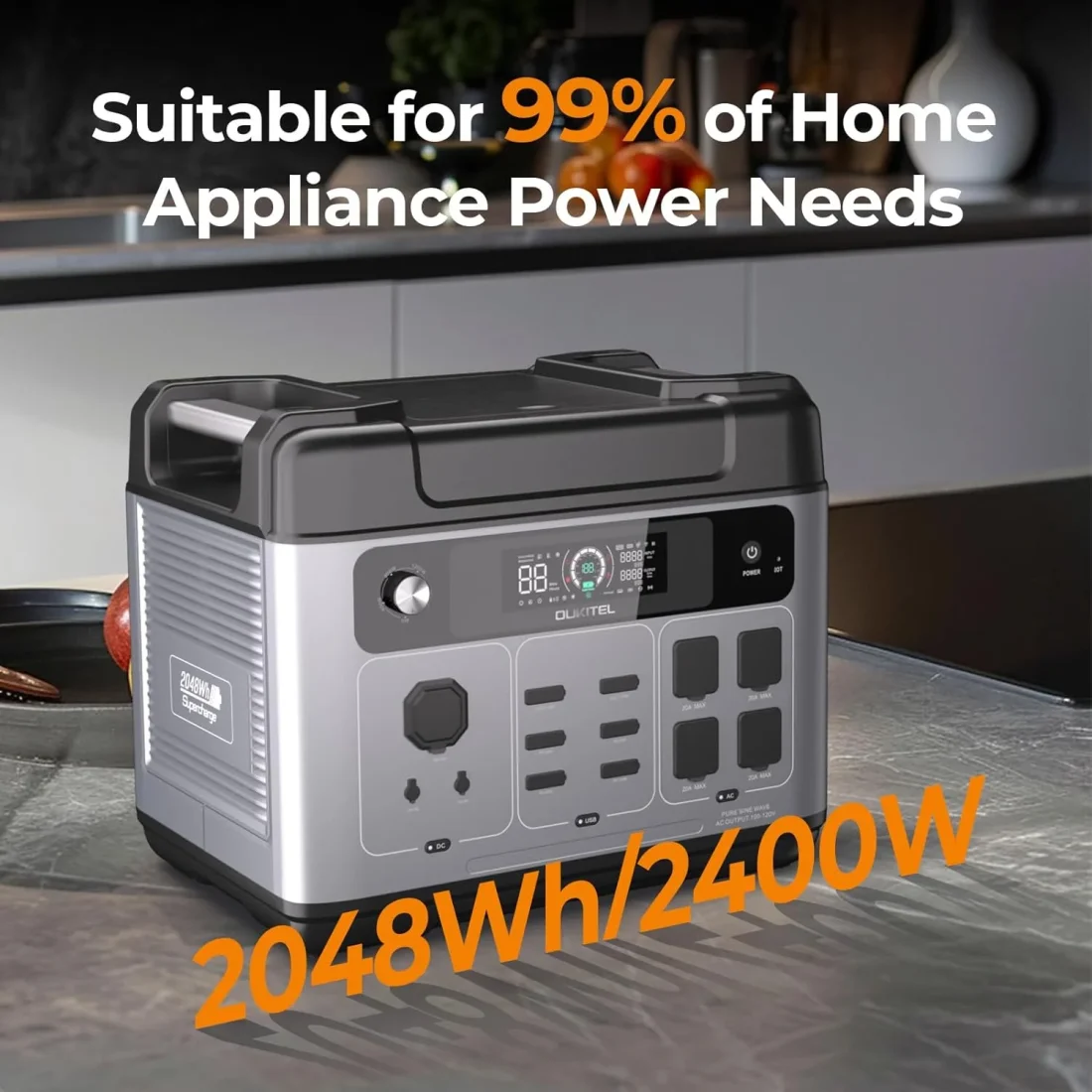 OUKITEL P2001 Plus 2400W Power Station with 200W Solar Panel, 2048Wh Solar Generator - Image 6