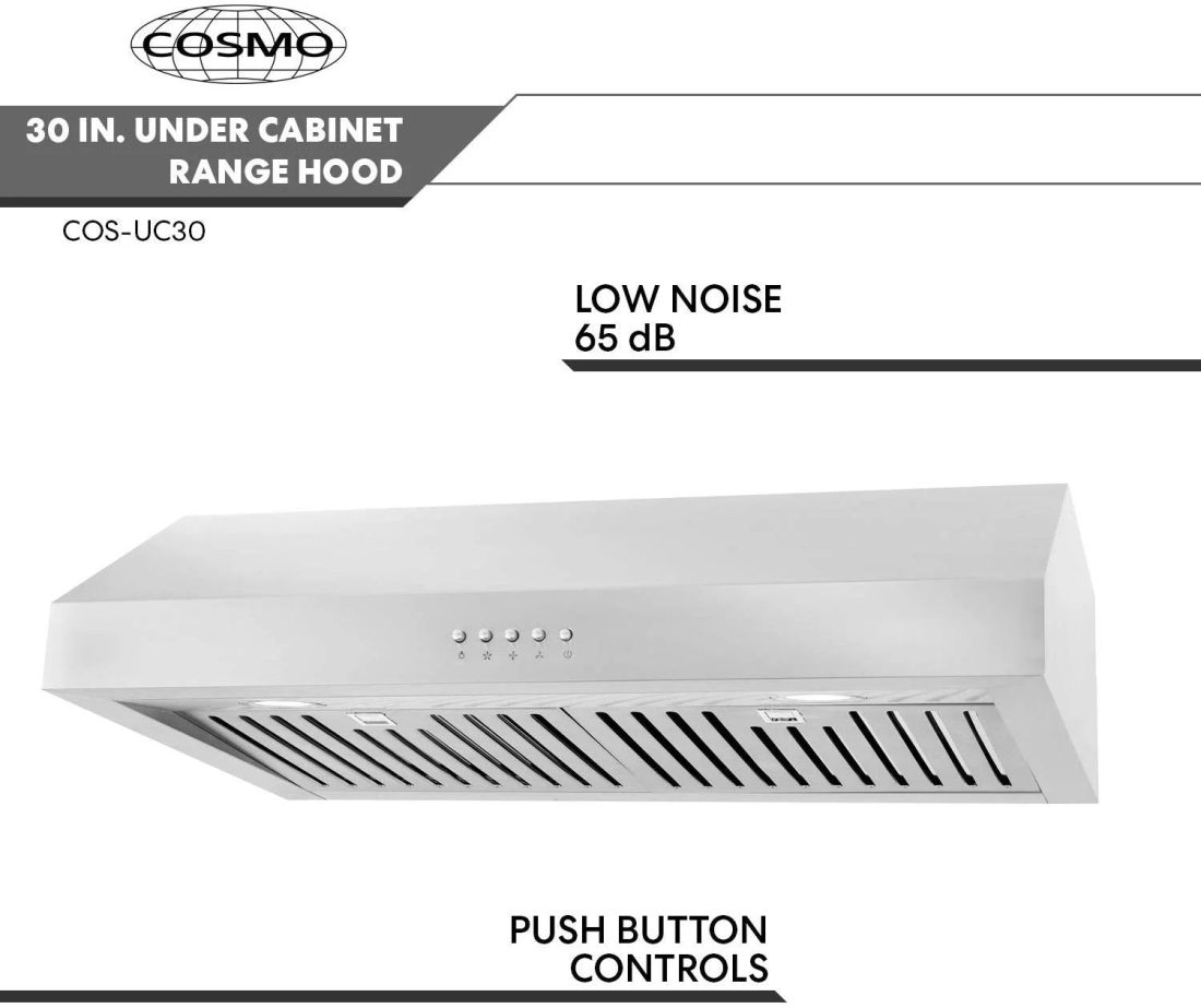 Cosmo UC30 30-Inch Under-Cabinet Range Hood and Over Stove Vent Light, Silver - Image 4