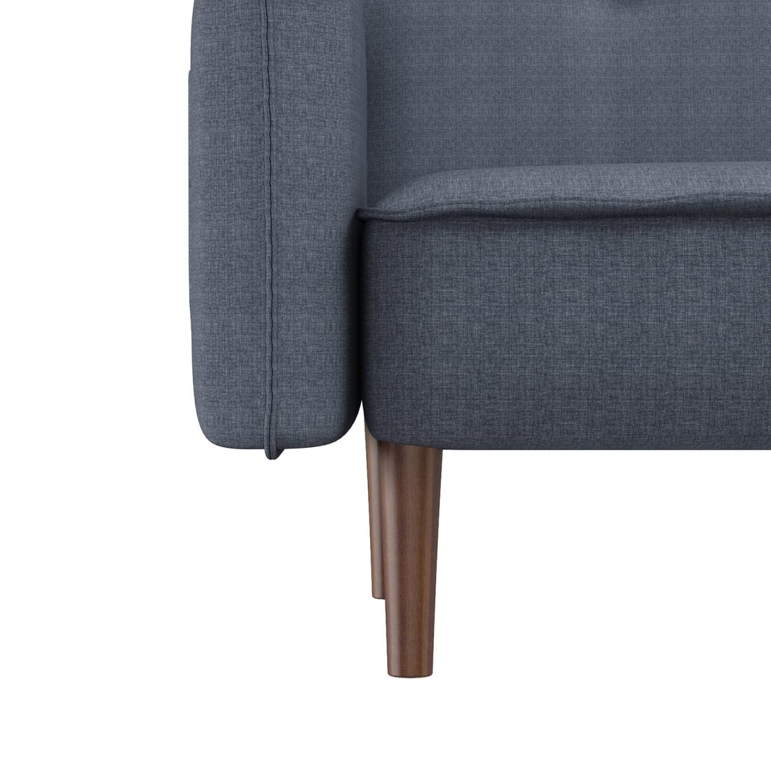 Modern Grey Fabric Futon Sofa Bed with Solid Wood Legs, Convertible Sleeper Sofa with Accent Pillows - Image 5