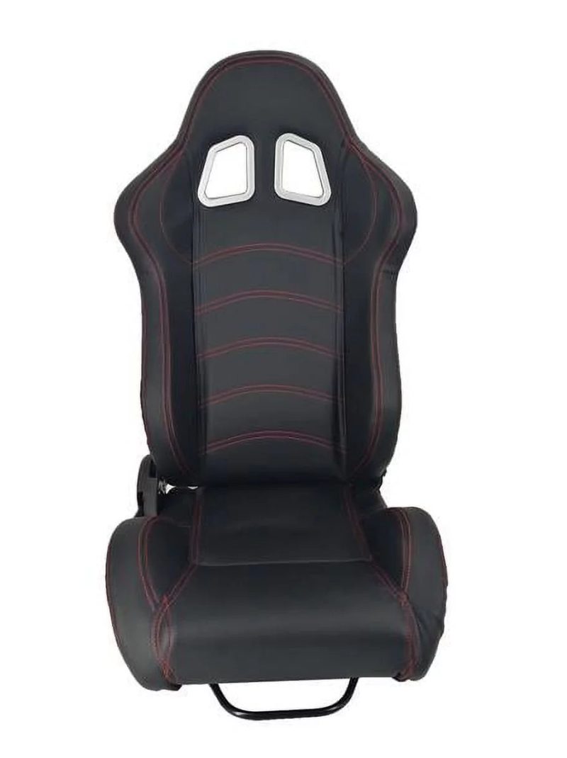 A Pair Of PVC Single Adjuster Double Track Racing Seats Black