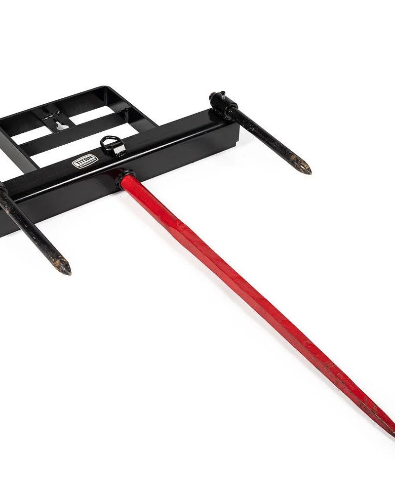 Titan Attachments 43" Hay Bale Spear Attachment with Stabilizer Spears, Universal HD Front Skid Steer Tractor Loader Bucket Attachment, 3000 LB Capacity