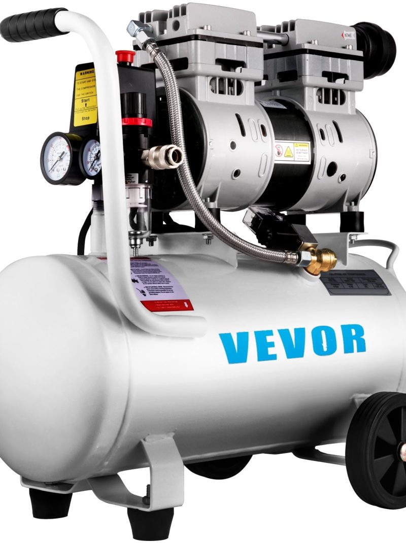 VEVOR 6.6 Gallon, Portable Air Compressor 1 HP, Oil Free, Steel Tank 750W, Pancake 115 Psi, Ultra Quiet for Home Repair, Tire Inflation
