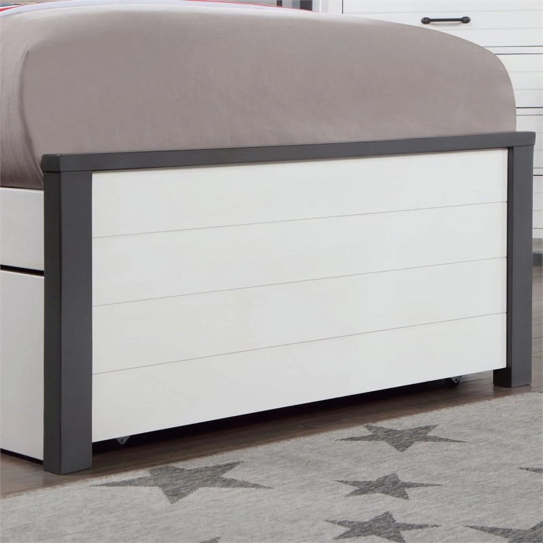 Furniture of America Acres Wood Full Bed with Trundle in White and Gray - Image 4