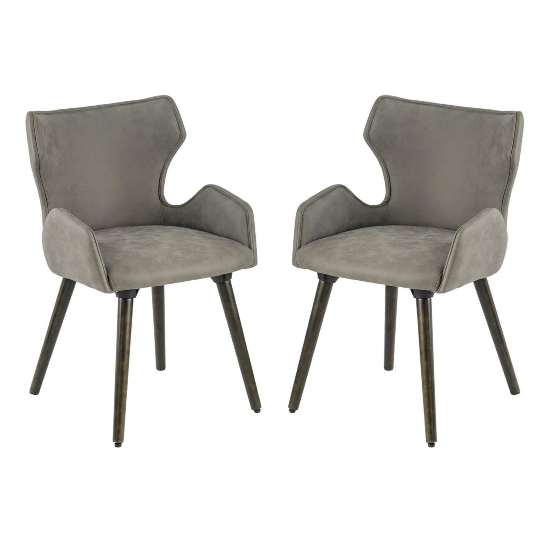 A & B Home Set Of 2 Dining Chair With Dark Brown And Gray Finish 49809-GRAY-DS - Image 2