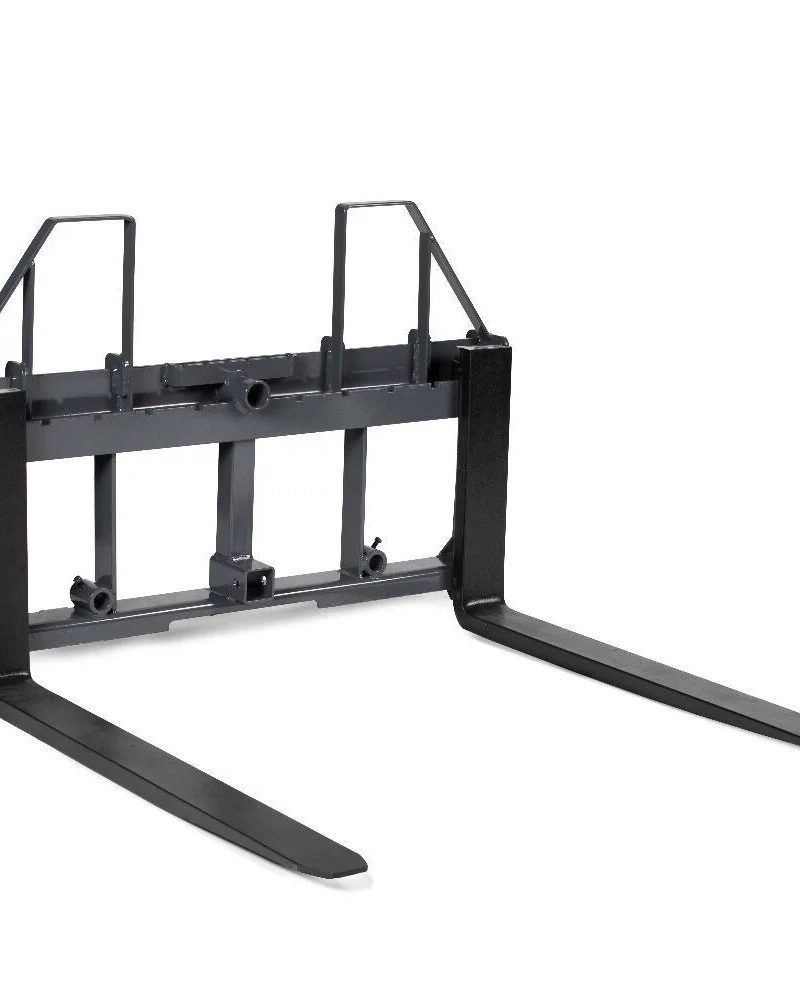 Titan Attachments UA USA Made Grey Step-Through Pallet Fork Frame Attachment, 48” Fork Blades, Rated 4,000 LB, Quick Tach Mounting