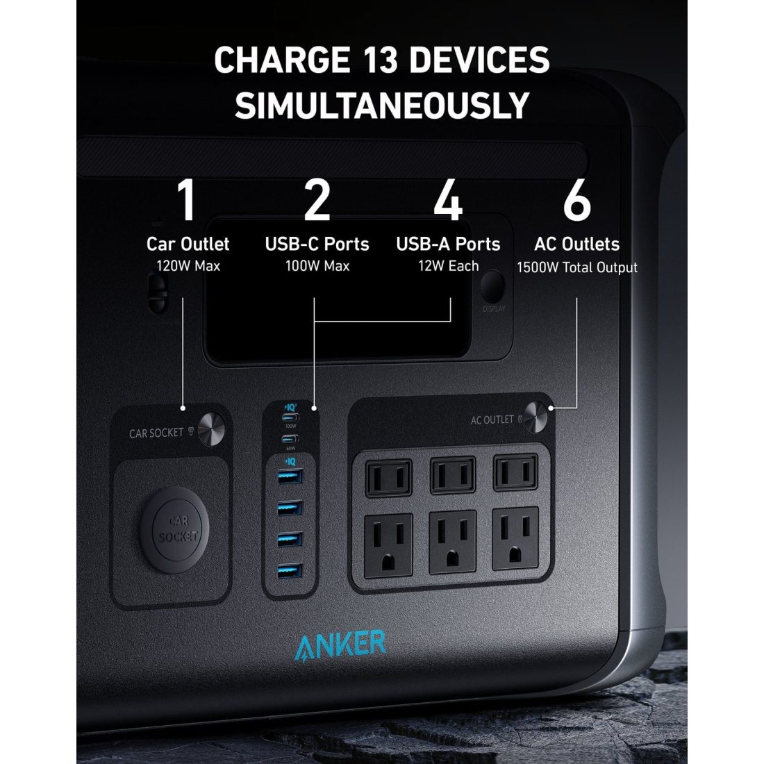 Anker 757 Portable Power Station Powerhouse 1229Wh LiFePO4 Battery, 1500W Solar Generator - Image 4